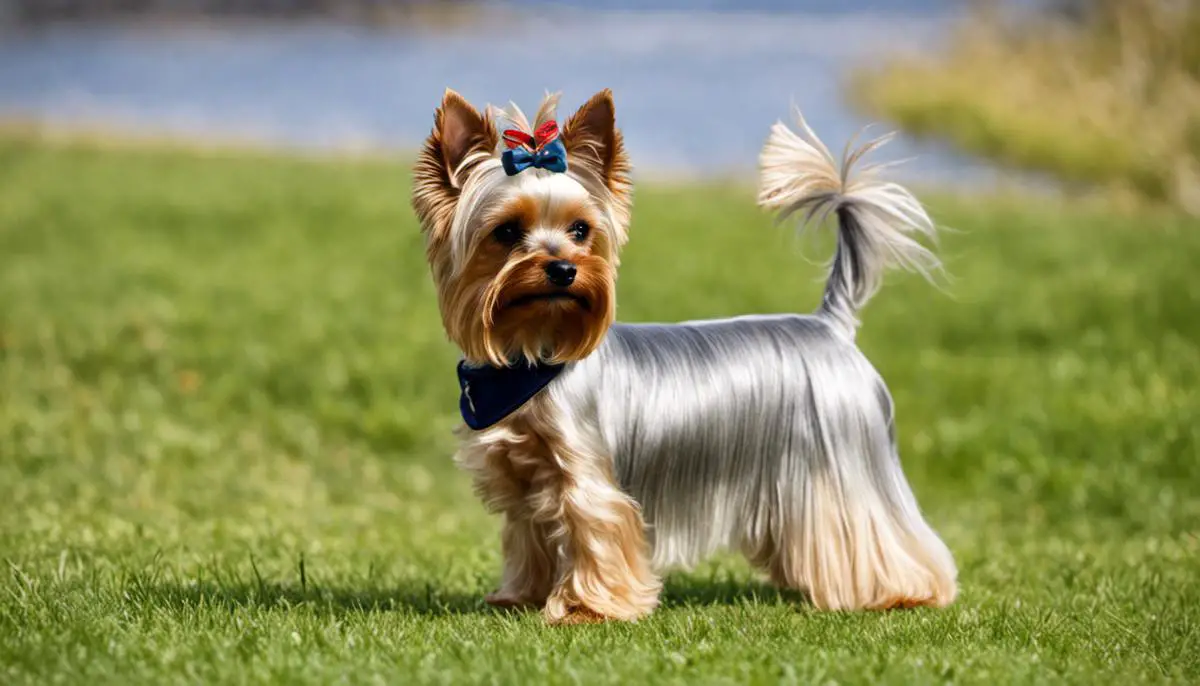A cute Yorkshire Terrier with a luxurious coat and a feisty personality.